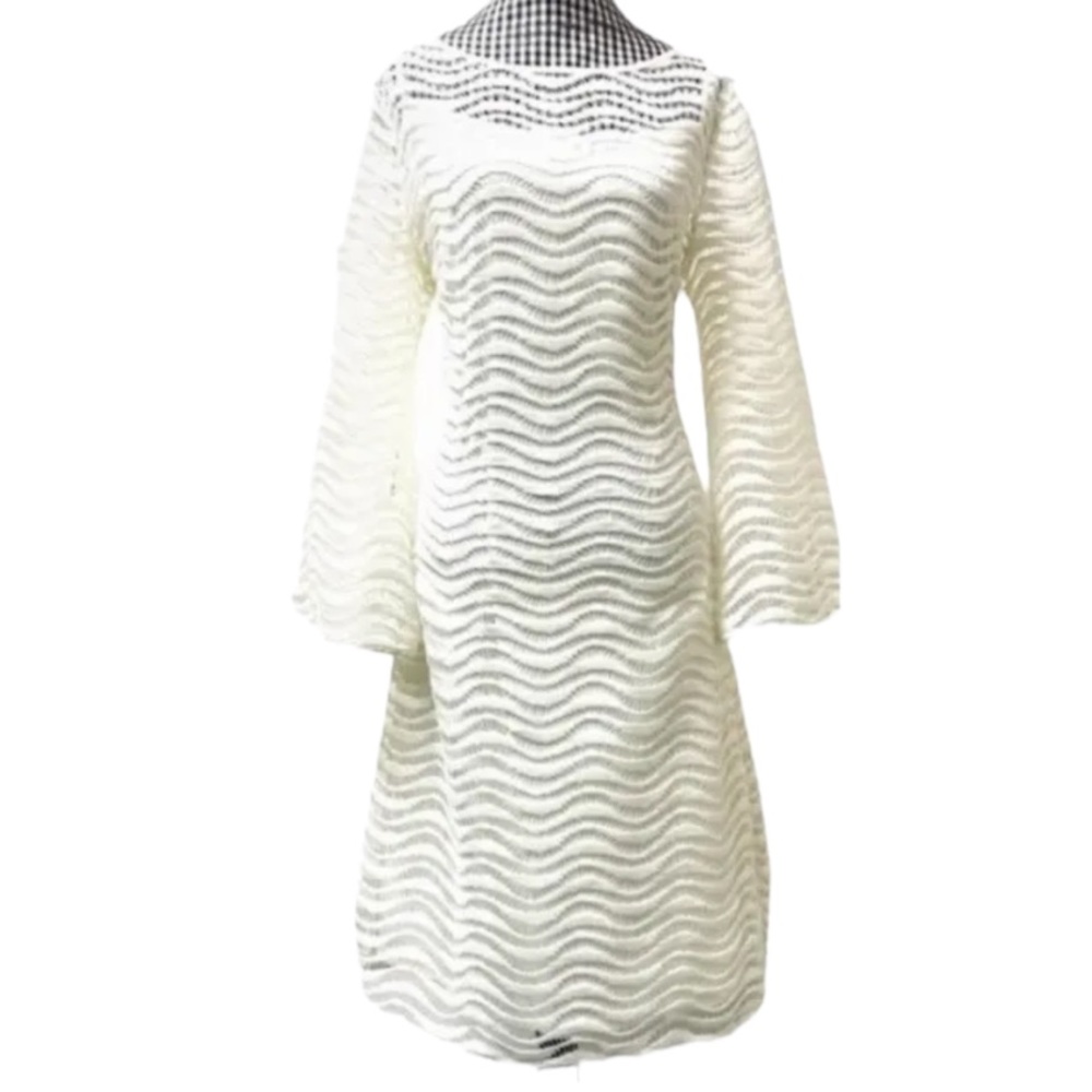 Lilly Pulitzer Coastal Cottagecore Beach White Wavy Lace Eyelet Topanga Dress S